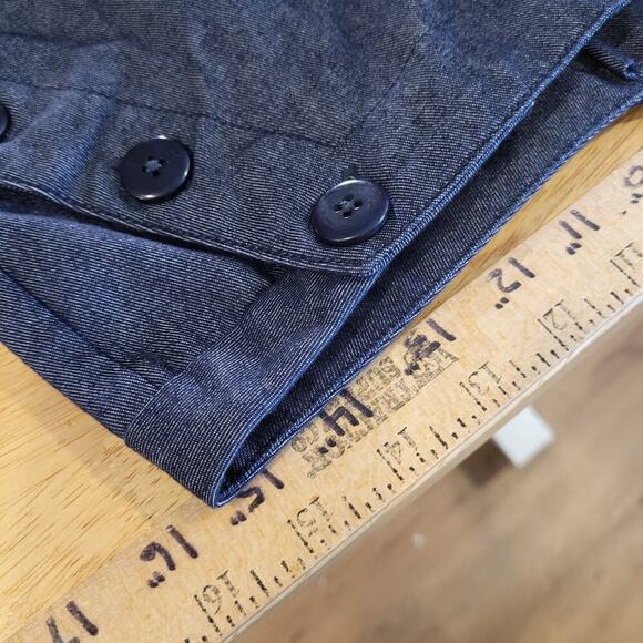 Express Stretch Blue Sailor Pants Wide Let Button Pocket 9/10 Denim 30" Waist - Picture 12 of 12
